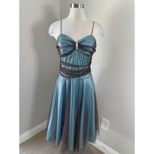 Vintage Y2K Cindy Dress Womens Large Tulle Rhinestone Prom Midi Whimsy Fairy
